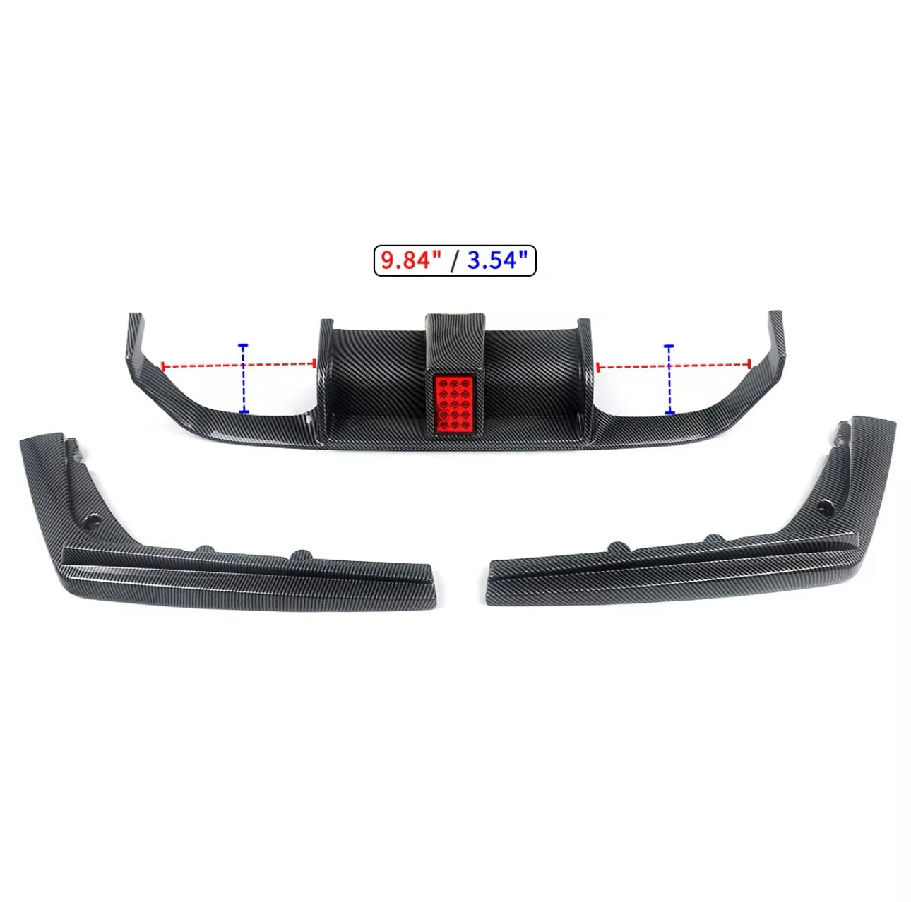 Diffusore Posteriore M Luce a led per Bmw M3 F80 M4 F82 F83 Carbon look/Nero lucido (14-20)