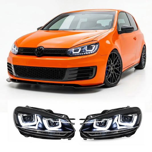 Coppia fanali anteriori dinamici Full Led fumè per Volkswagen Golf MK6 (2008-2013)