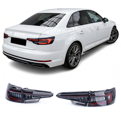 Coppia Fanali Posteriori Dinamici Full Led Fumè per Audi A4 S4 B9 Sedan
