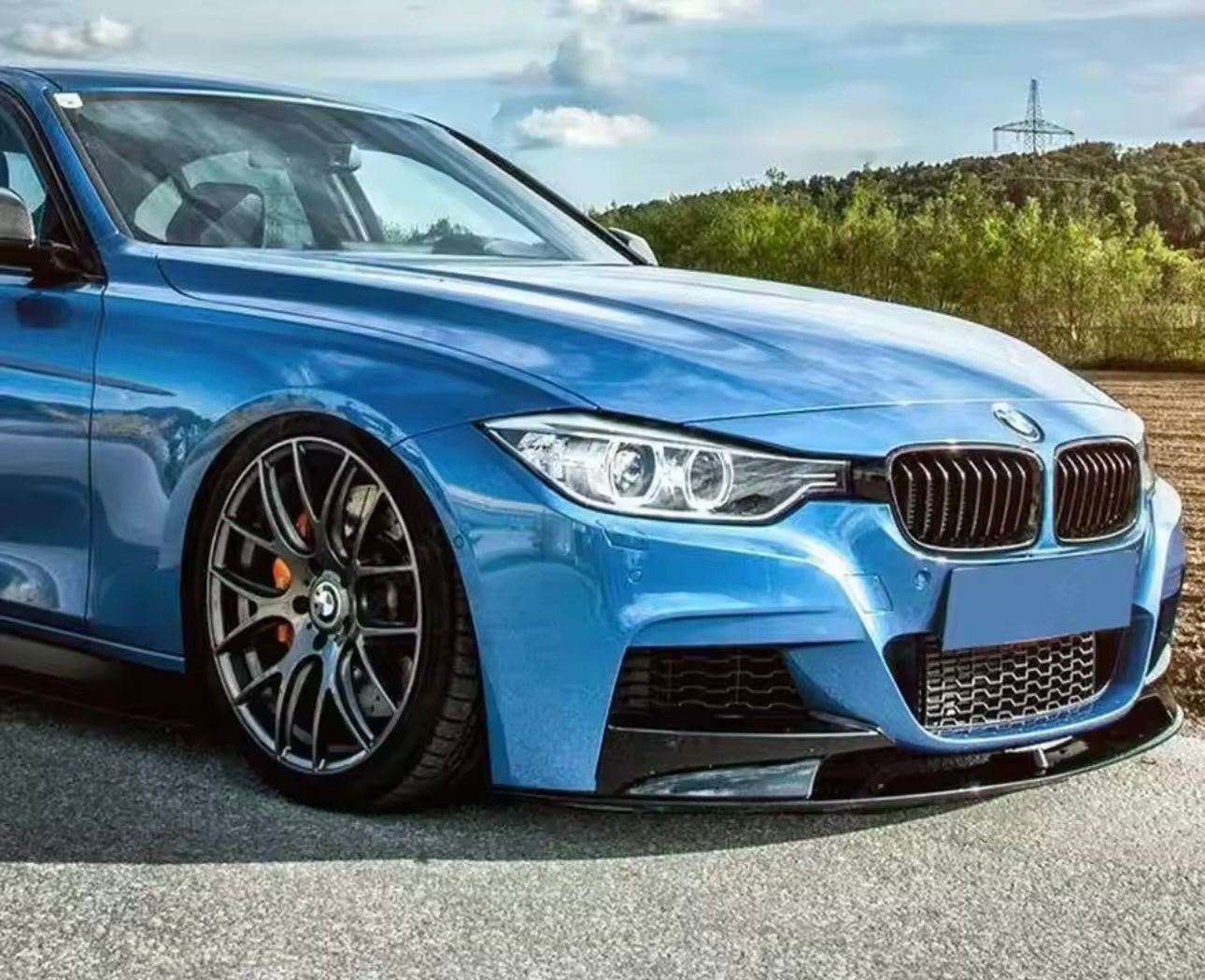 Front lip Paraurti Anteriore Per Bmw 3 F30 Msport Carbon look/Nero lucido(14-19)