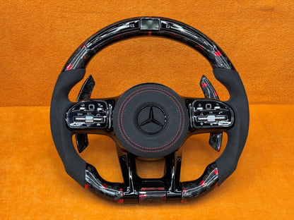 Volante personalizzato con LED di cambiata per Mercedes classe A w177 - CLA C118 - C W205  (configuralo)