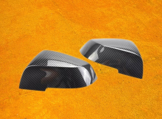 Coppia Calotte Specchio Retrovisore per BMW Serie 1 2 3 4 Nero lucido/Carbon look