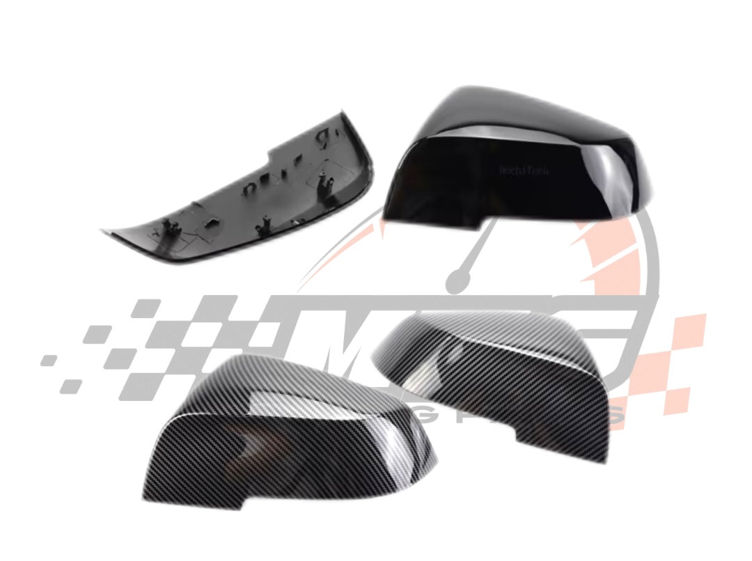 Coppia Calotte Specchio Retrovisore per BMW Serie 1 2 3 4 Nero lucido/Carbon look