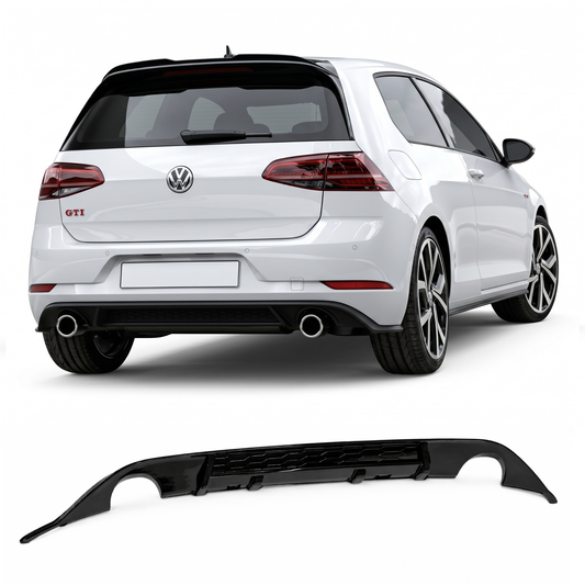 Diffusore Posteriore GTI Look Doppia uscita per Volkswagen Golf MK7.5 Nero Lucido(17-20)