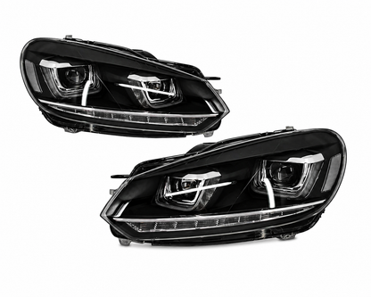 Coppia fanali anteriori dinamici Full Led fumè per Volkswagen Golf MK6 (2008-2013)