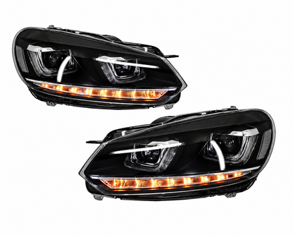 Coppia fanali anteriori dinamici Full Led fumè per Volkswagen Golf MK6 (2008-2013)