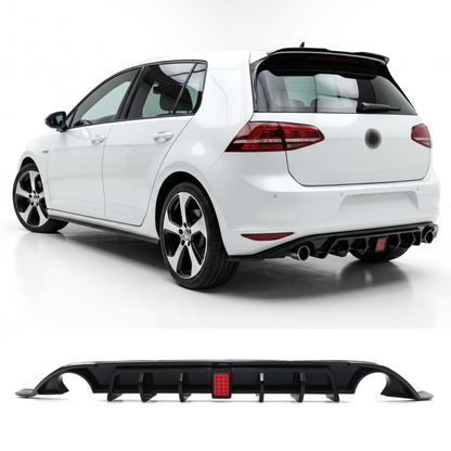 Diffusore Posteriore TCR Look con Stop a led per Volkswagen Golf MK7 GTI GTD R (12-16)